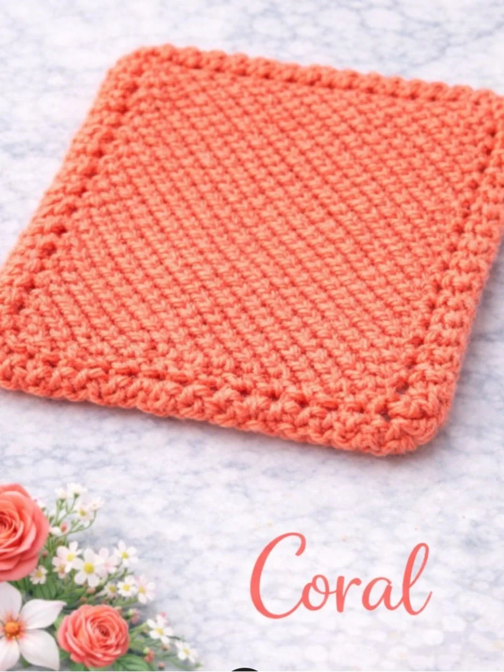Bundle of 3 “Coral” Knit Dishcloths - Sweet Shirley’s